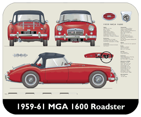 MGA 1600 Roadster (wire wheels) 1959-61 Place Mat, Medium